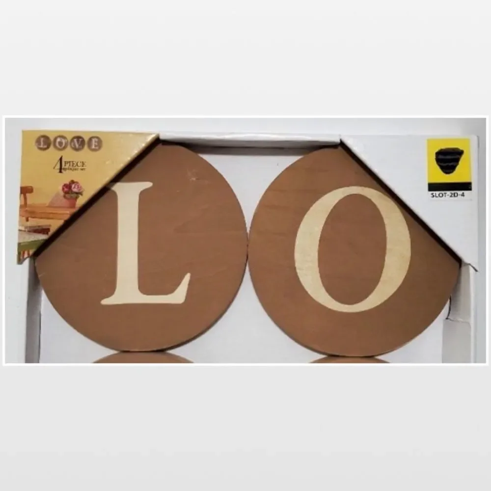New Sign Of The Times Wall Plaque Love Letter Art Wood Brown Circles NWT